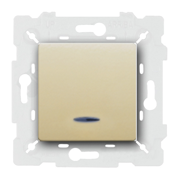  Выключатель одноклавишный с подсветкой Fede Vintage Wood Бежевый (в сборе)